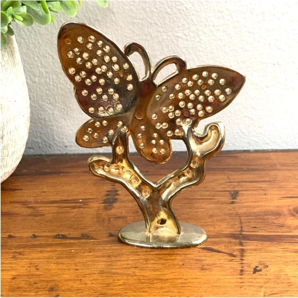 Vintage | Brass Butterfly On Branch Earrings Hanger - Picture 3 of 13